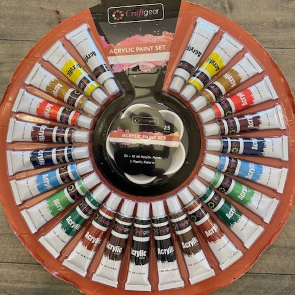Craftgear Acrylic Paint Set 24 (12 ml) paint tubes and 1 palette - NEW - 25 pc's